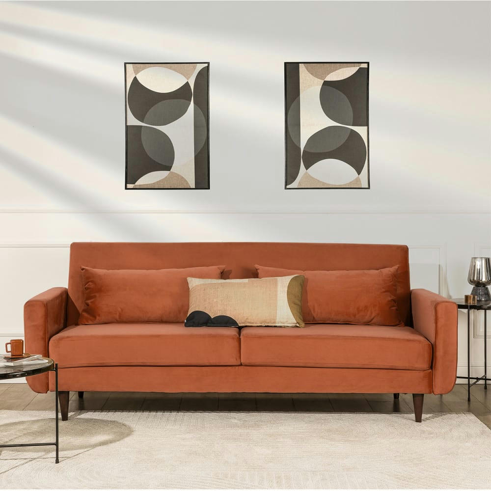 STAY - Canapé convertible 3 places en velours rouille