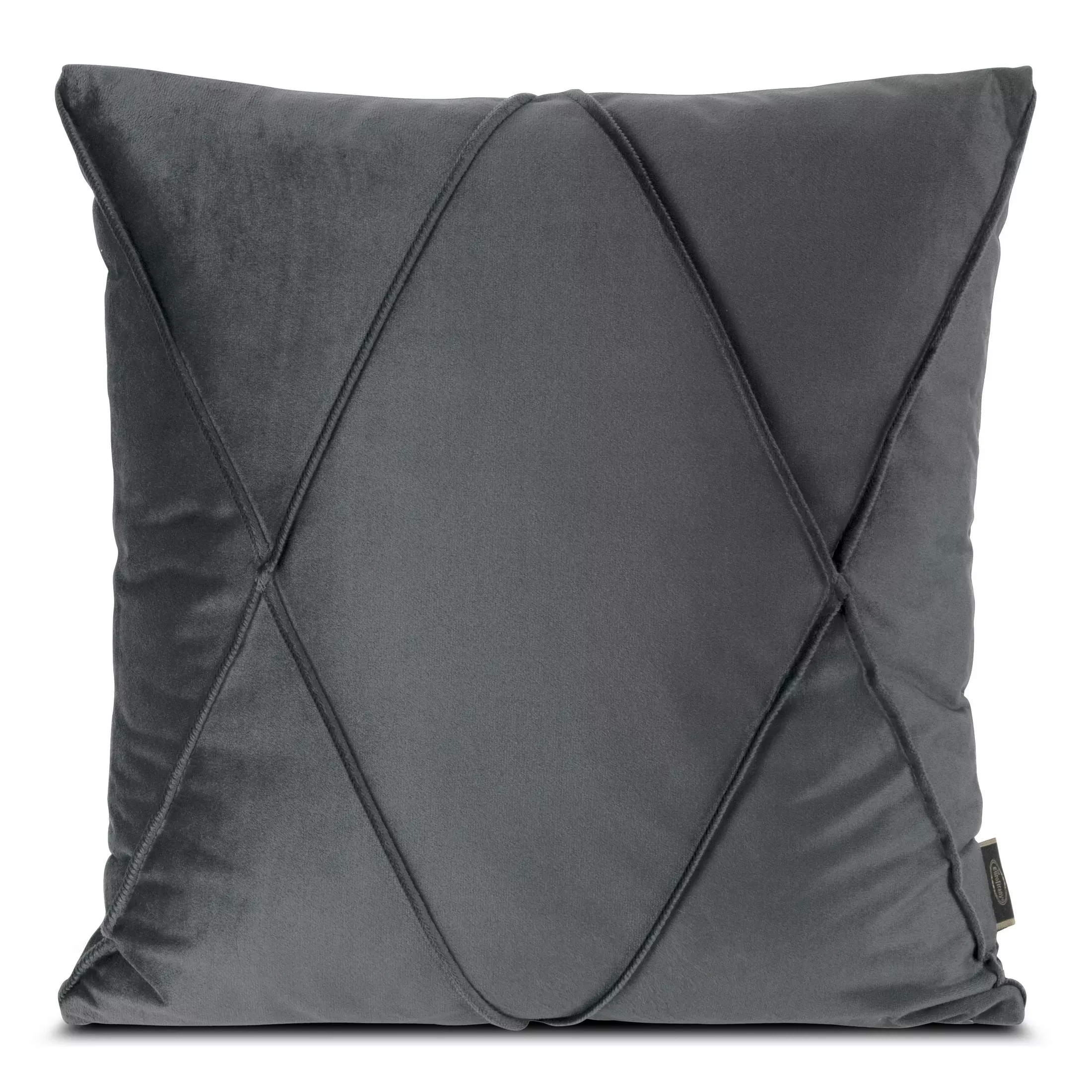 Poszewka na poduszkę 45x45 cm welwetowa stalowa z geometrycznym przeszywanym wzorem NALA 1 Eurofirany Premium
