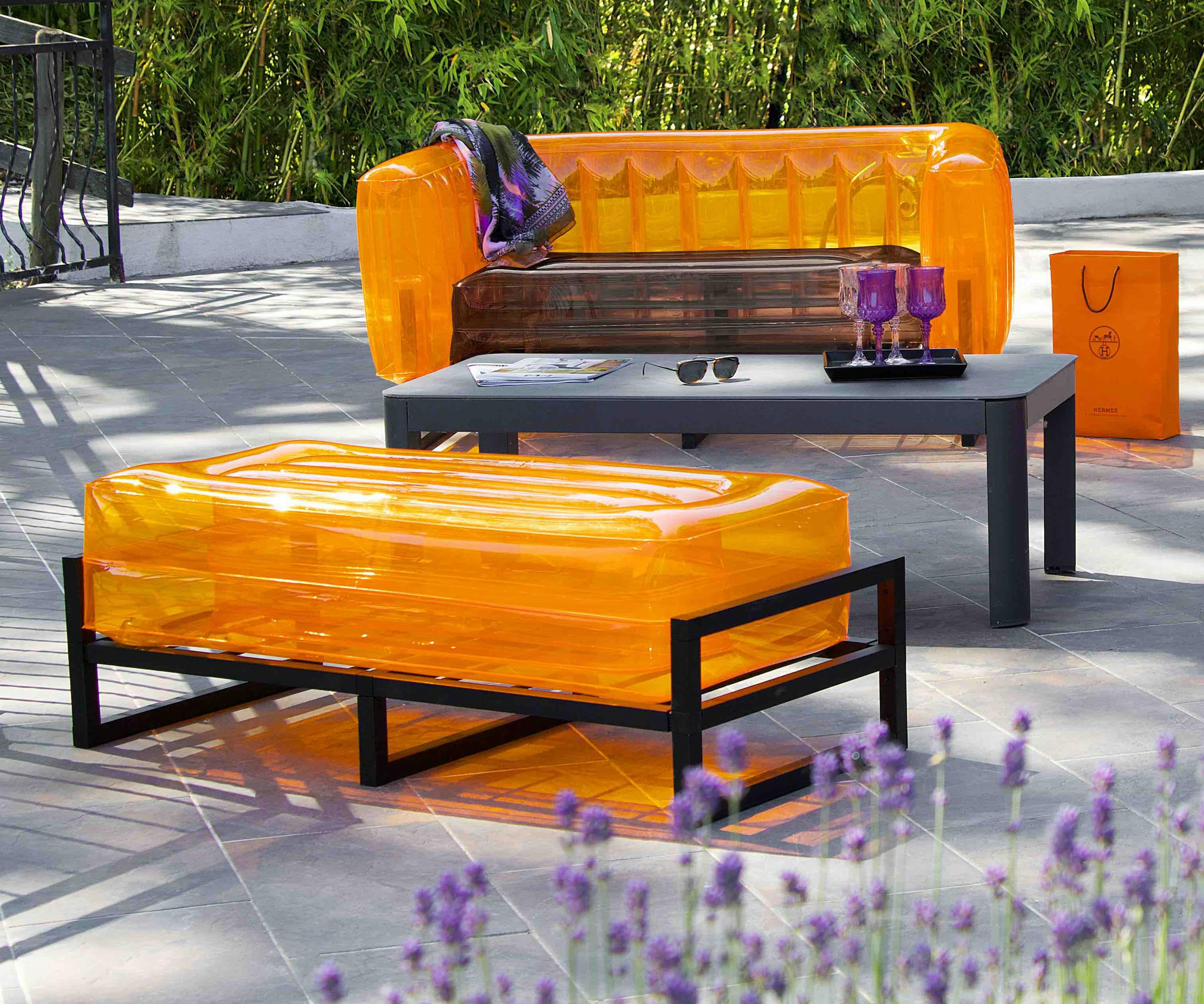 YOMI - Banc design tpu orange cadre en aluminium