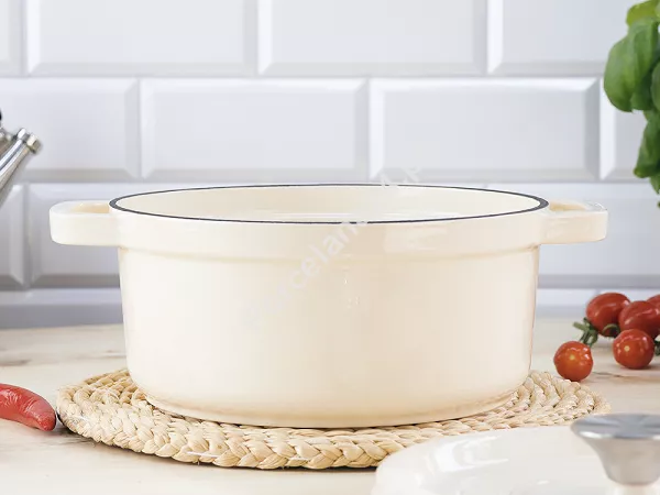 Garnek żeliwny 24 cm Nois - Tierra Kremowy 17.830362