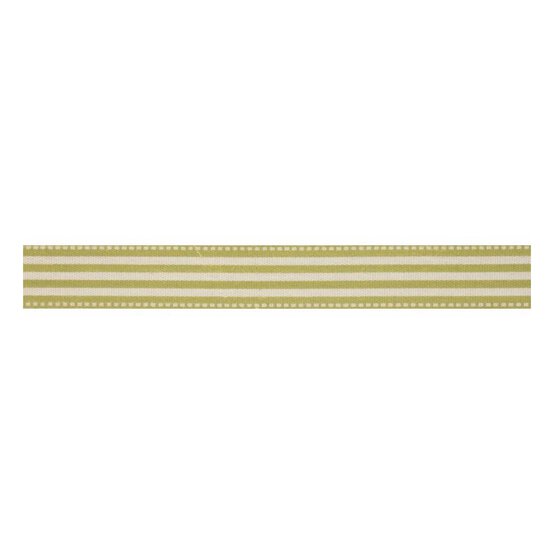 Green Stripe Cotton Ribbon 15mm x 5m