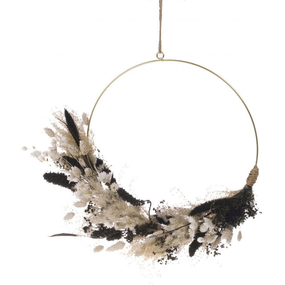 KIT DIY FS - Kit création cercle fleurs séchées diy noir et blanc