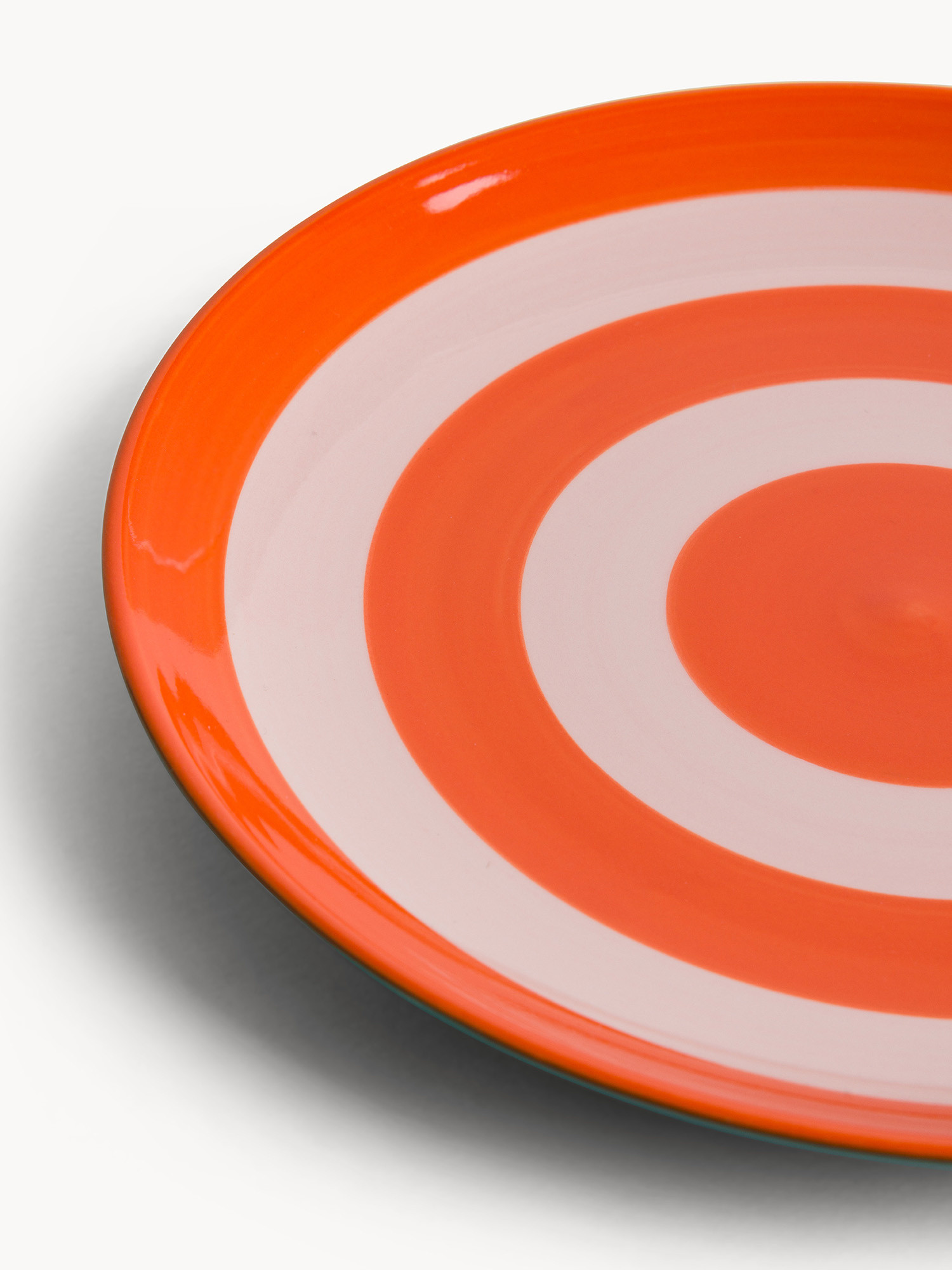 Piatto frutta in ceramica a righe circolari