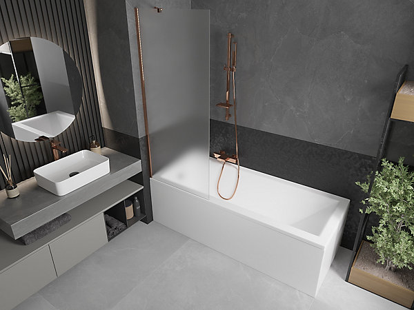 Mexen Next paroi de baignoire 1 vantail 70 x 150 cm, dépoli, or rose - 895-070-000-00-30-60