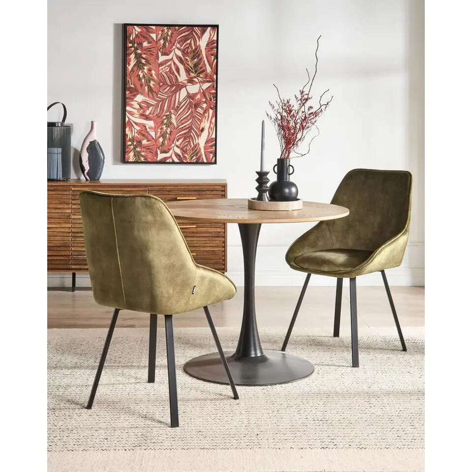 TERLTON - Eetkamerstoel set van 2 - Groen - Fluweel