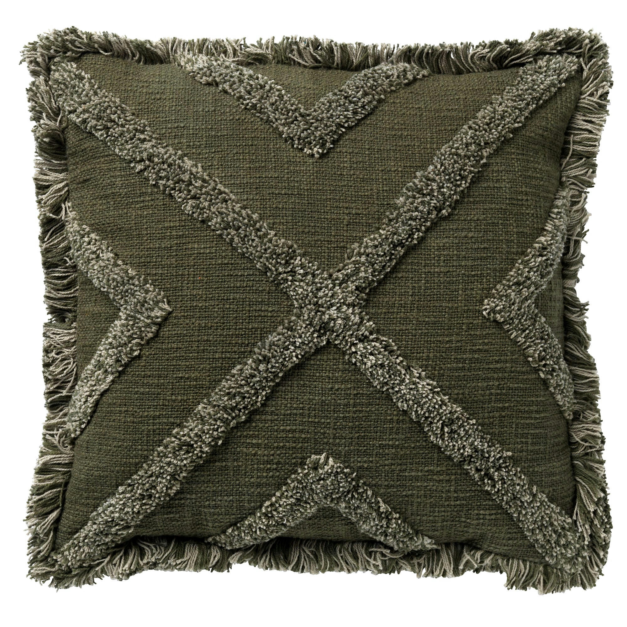 - Coussin - vert en coton 45x45 cm avec motif