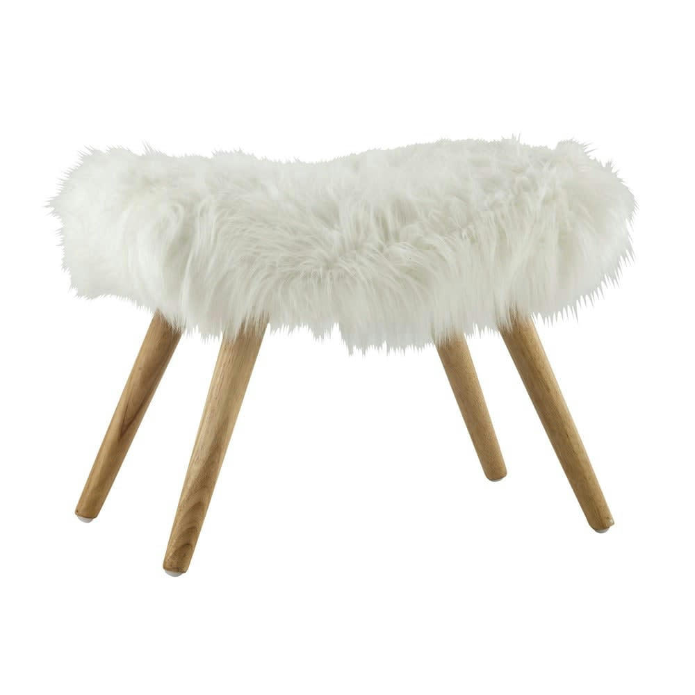 Vilma - Tabouret imitation fourrure blanche