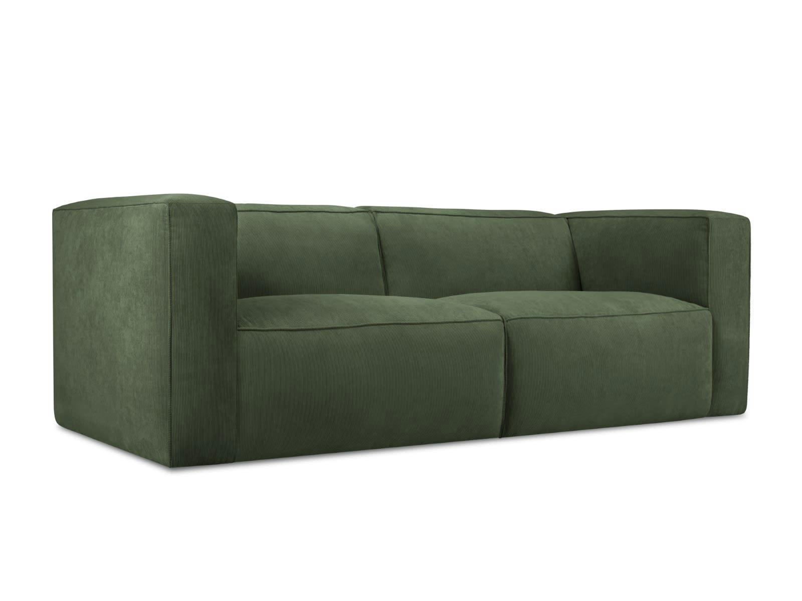 MUSE - Canapé 3 places en Velours Côtelé Vert Bouteille