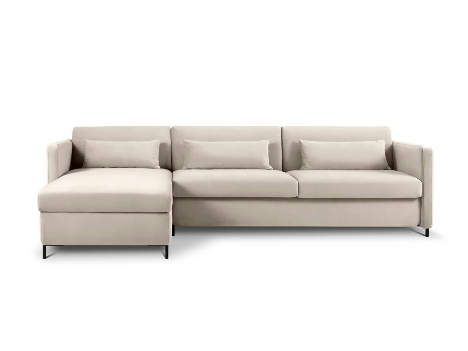 YANIS - Canapé D'Angle Droit Convertible 5 places en Velours Gris Foncé