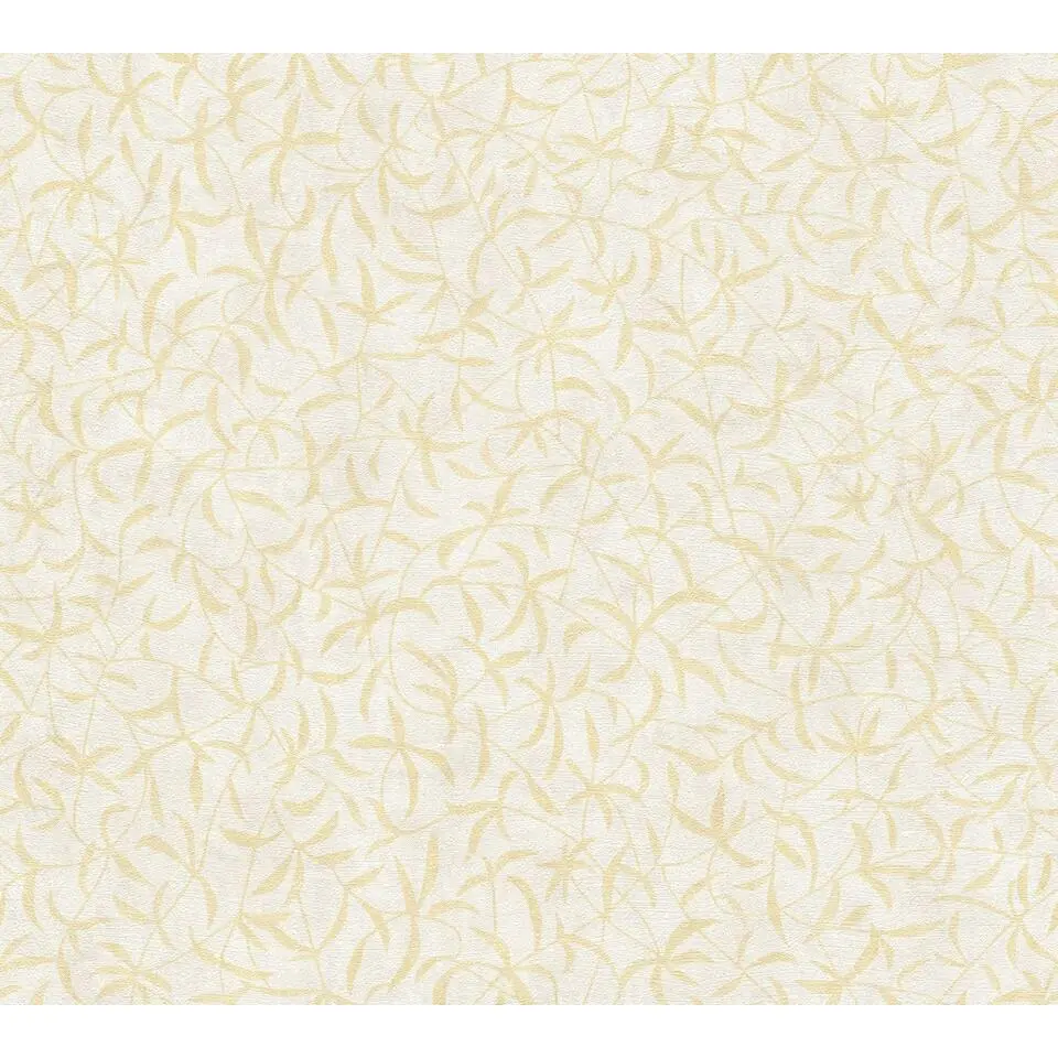 A.S. Cr&eacute;ation behang bladeren cr&egrave;me, beige, geel en goud - 53 cm x 10.05 m