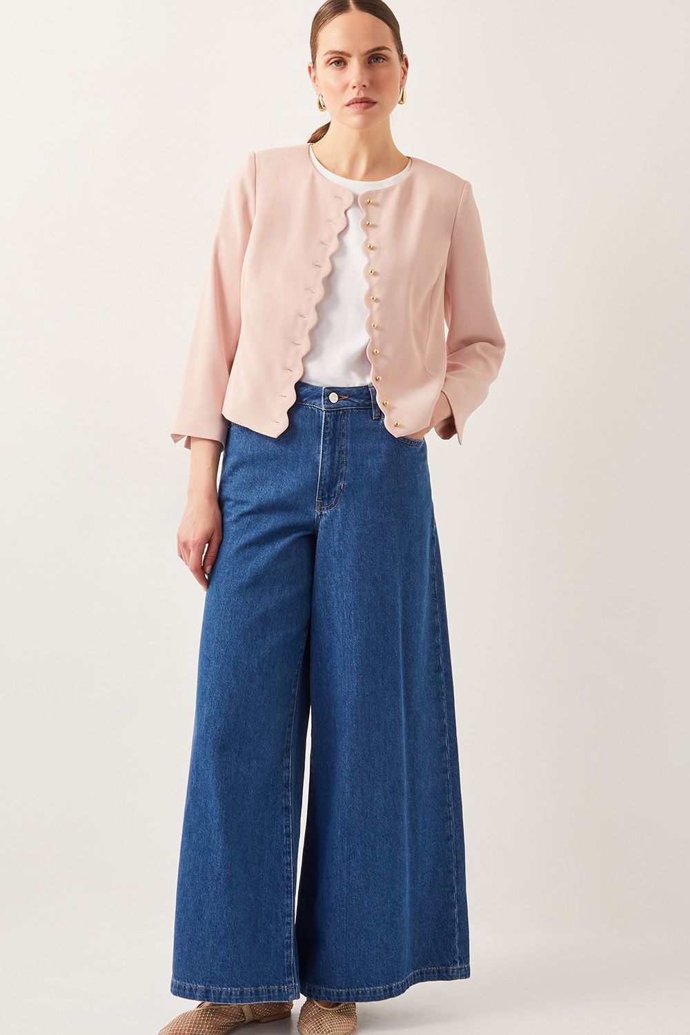 Monsoon Ruth Scallop Jacket Pink