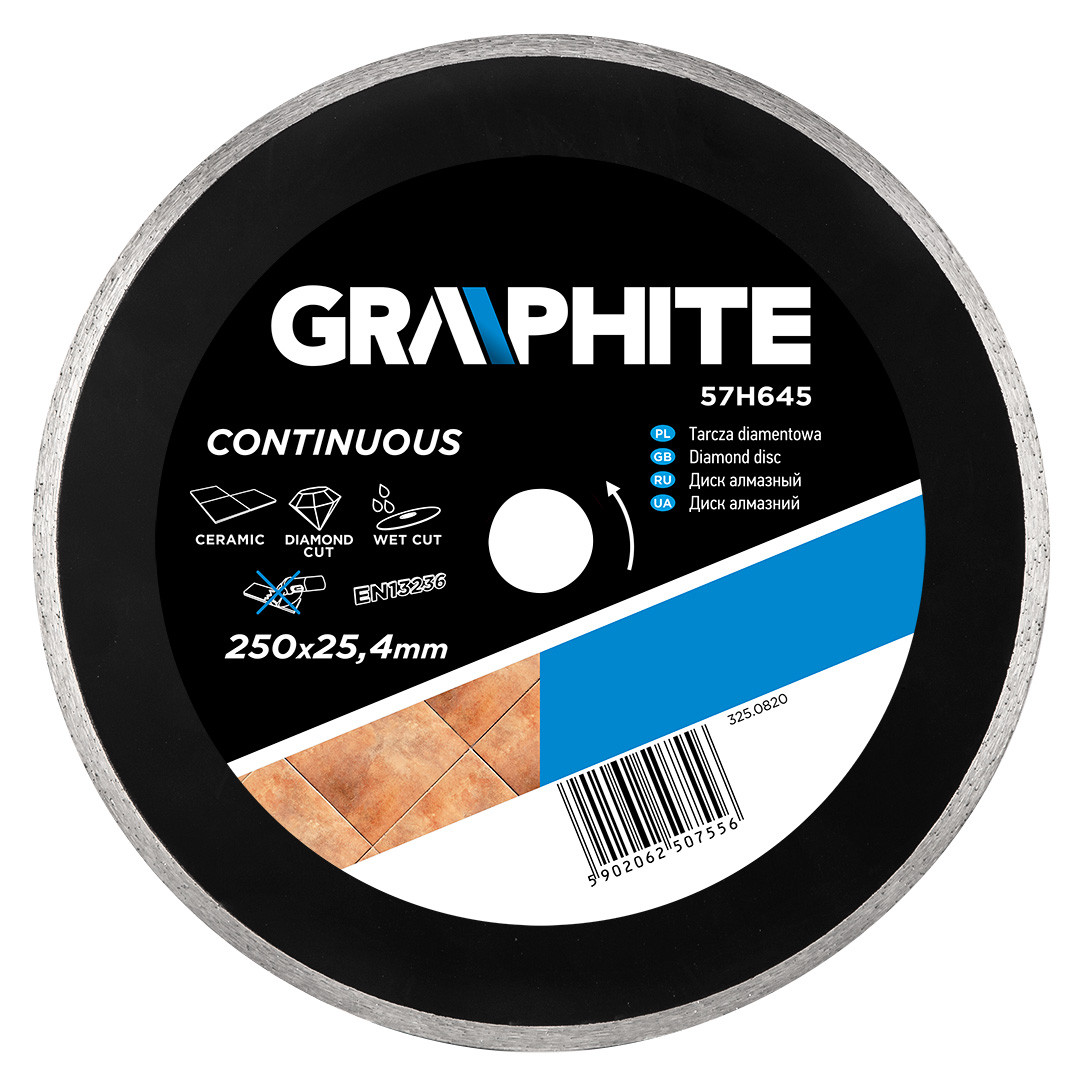 Tarcza diamentowa 250x25.4mm pełna GRAPHITE 57H645