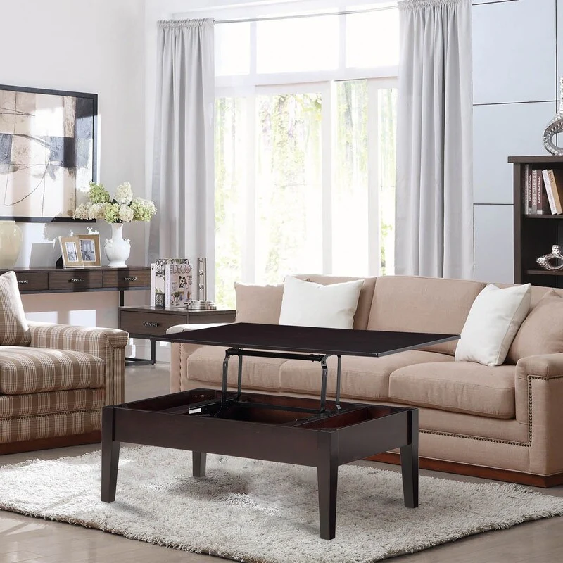 Wooden Lift Top Coffee Table Desk Hidden Storage Compartment for Home Office, Living Room - W36'' x H27.5''