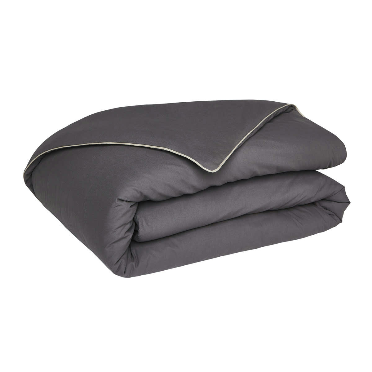 ORAGE - Housse de couette unie en coton gris anthracite 260x240