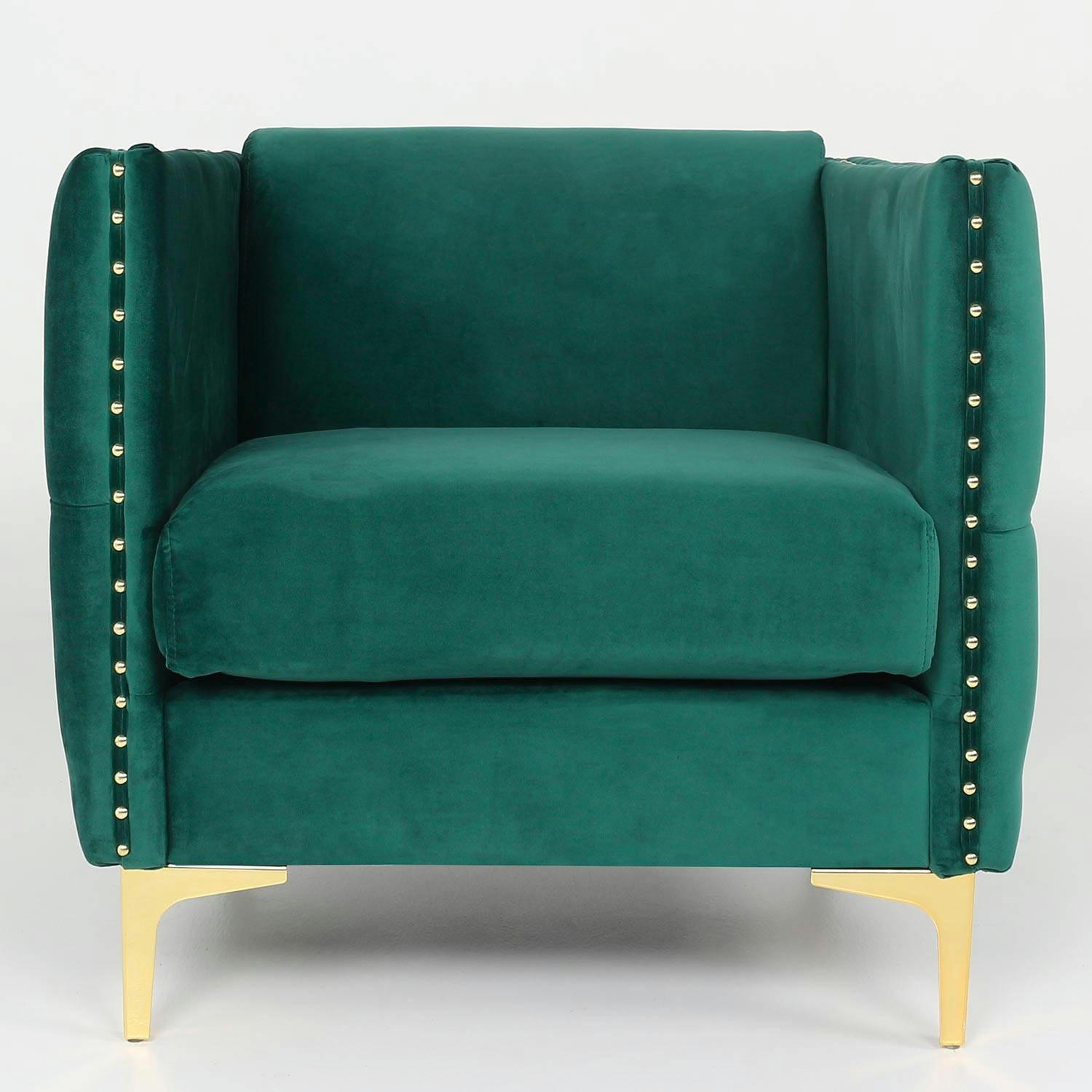 JOSHUA - Fauteuil velours vert