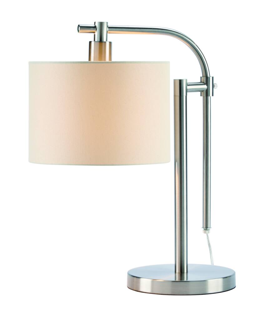 CANVAS Rowan Warm White Fabric Shade Table Lamp, 29-in, Brushed Nickel
