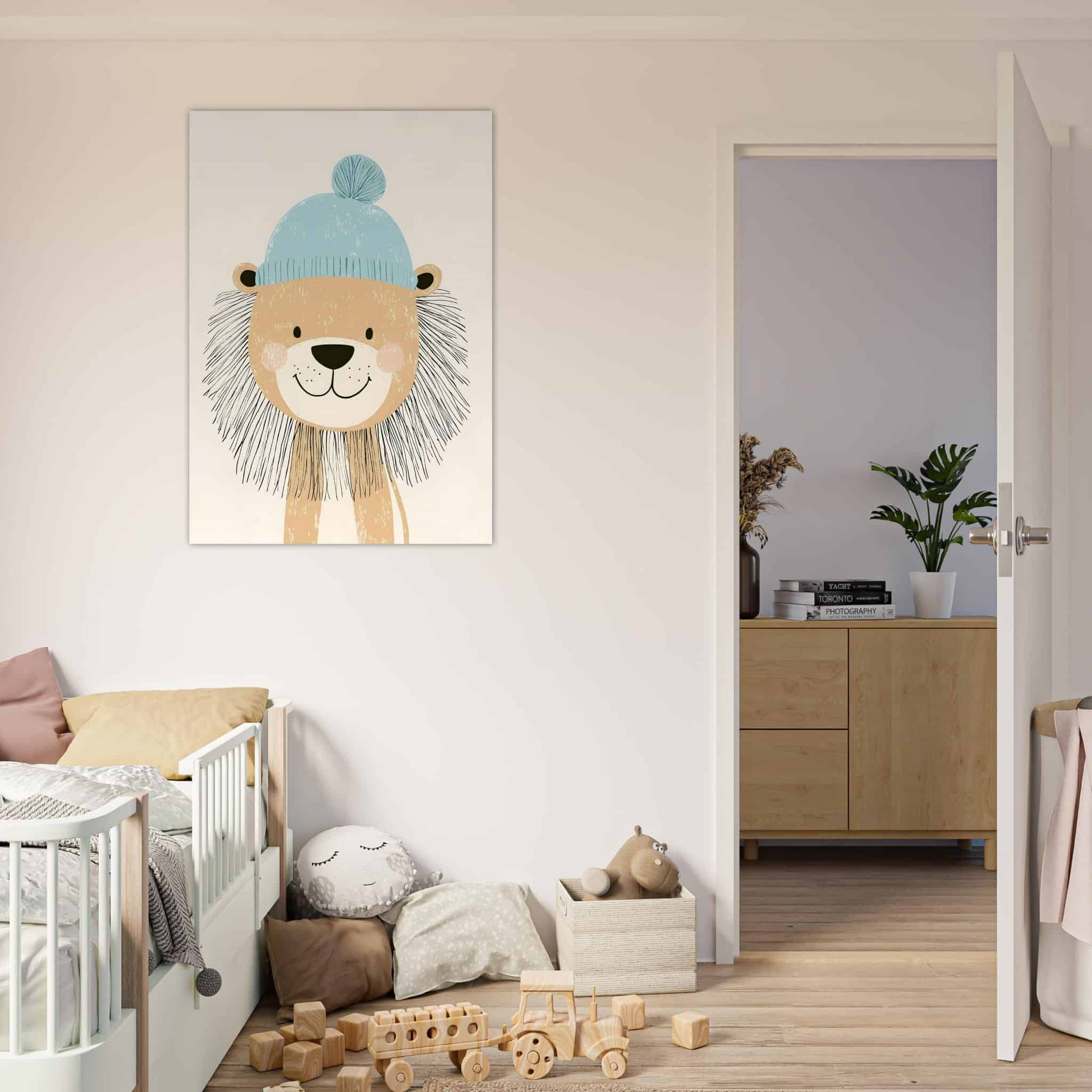 Artfulprints Poster Winterleeuw  - 70x100 cm - Meerkleurig
