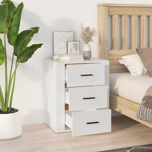 NNEVL Bedside Cabinet White 50x36x60 cm Engineered Wood