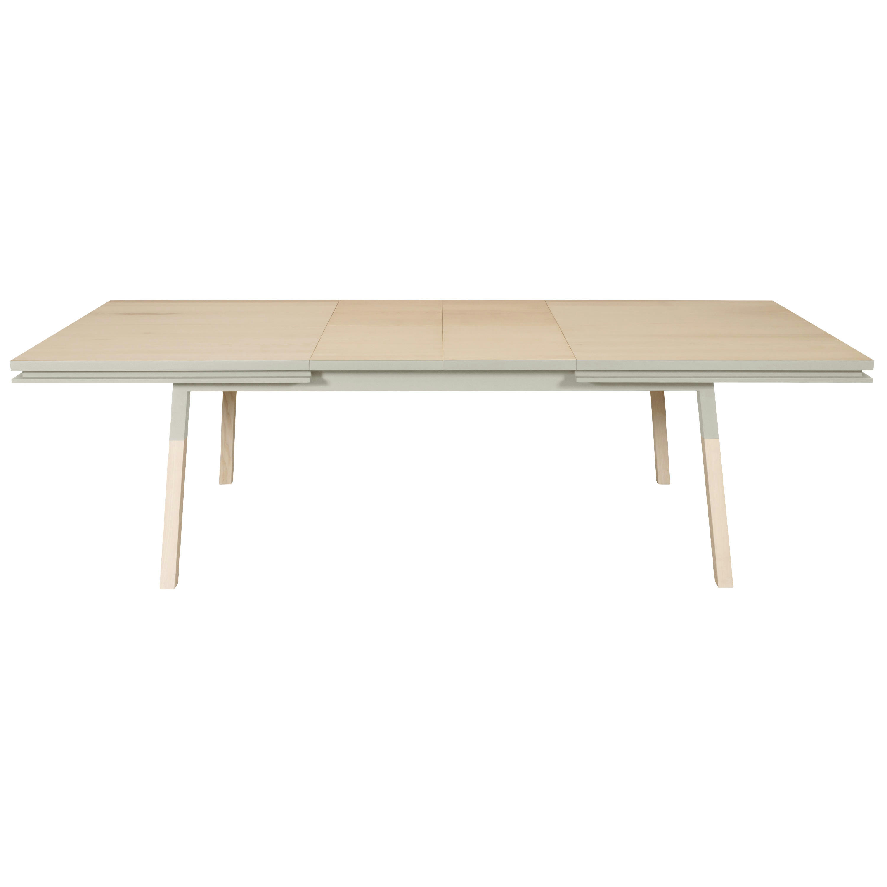 EGEE - Table 220x120 cm en frêne massif, 2 rallonges gris muscade
