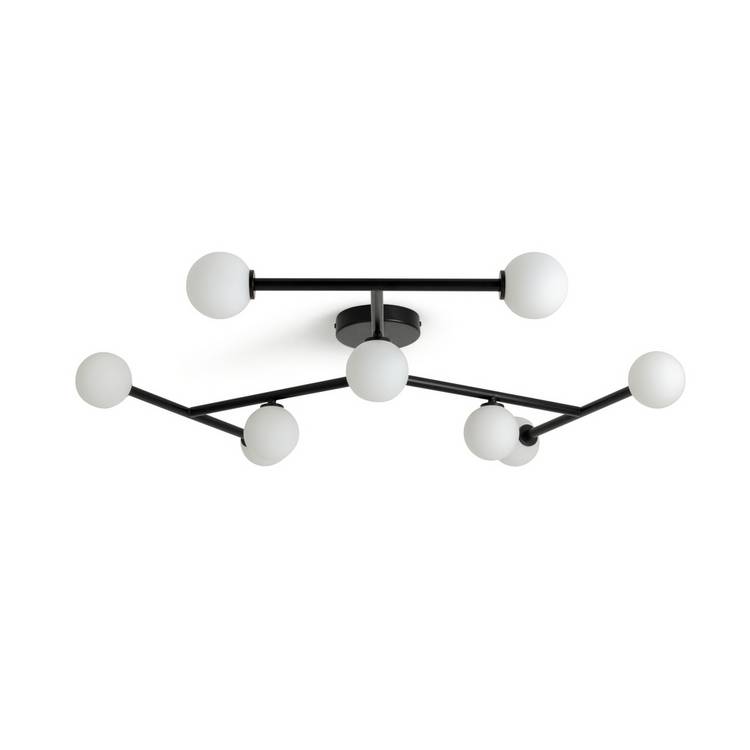 Habitat Alonso 9 Light Flush to Ceiling Light -Black & White