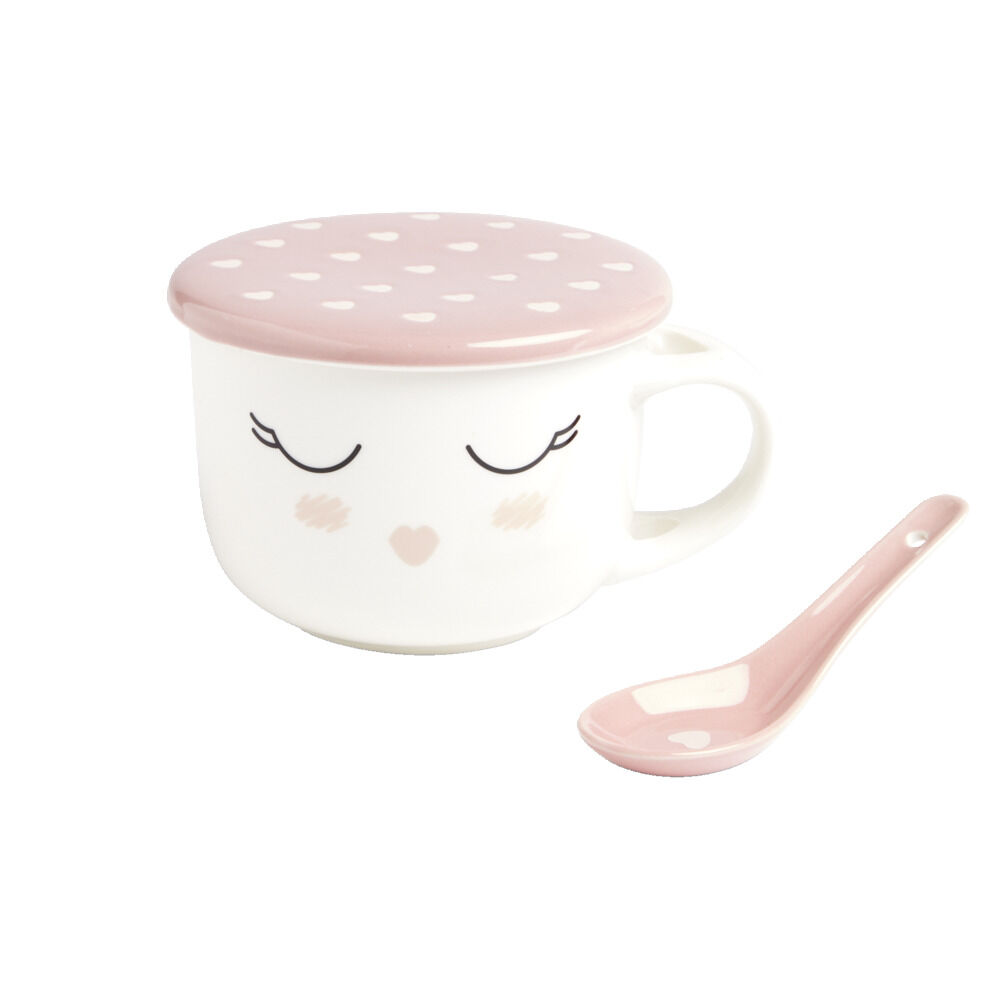 Bol jumbo 62cl avec cuillère et couvercle blush girly