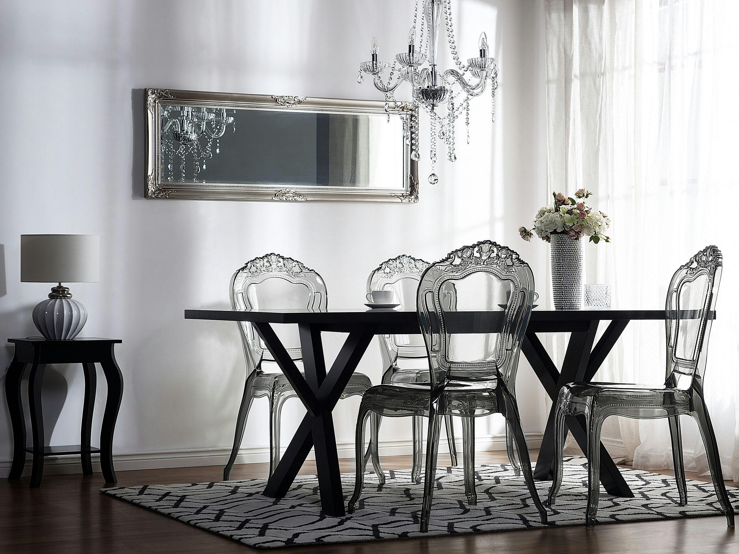 VERMONT - Lot de 2 chaises de salle à manger noires transparentes