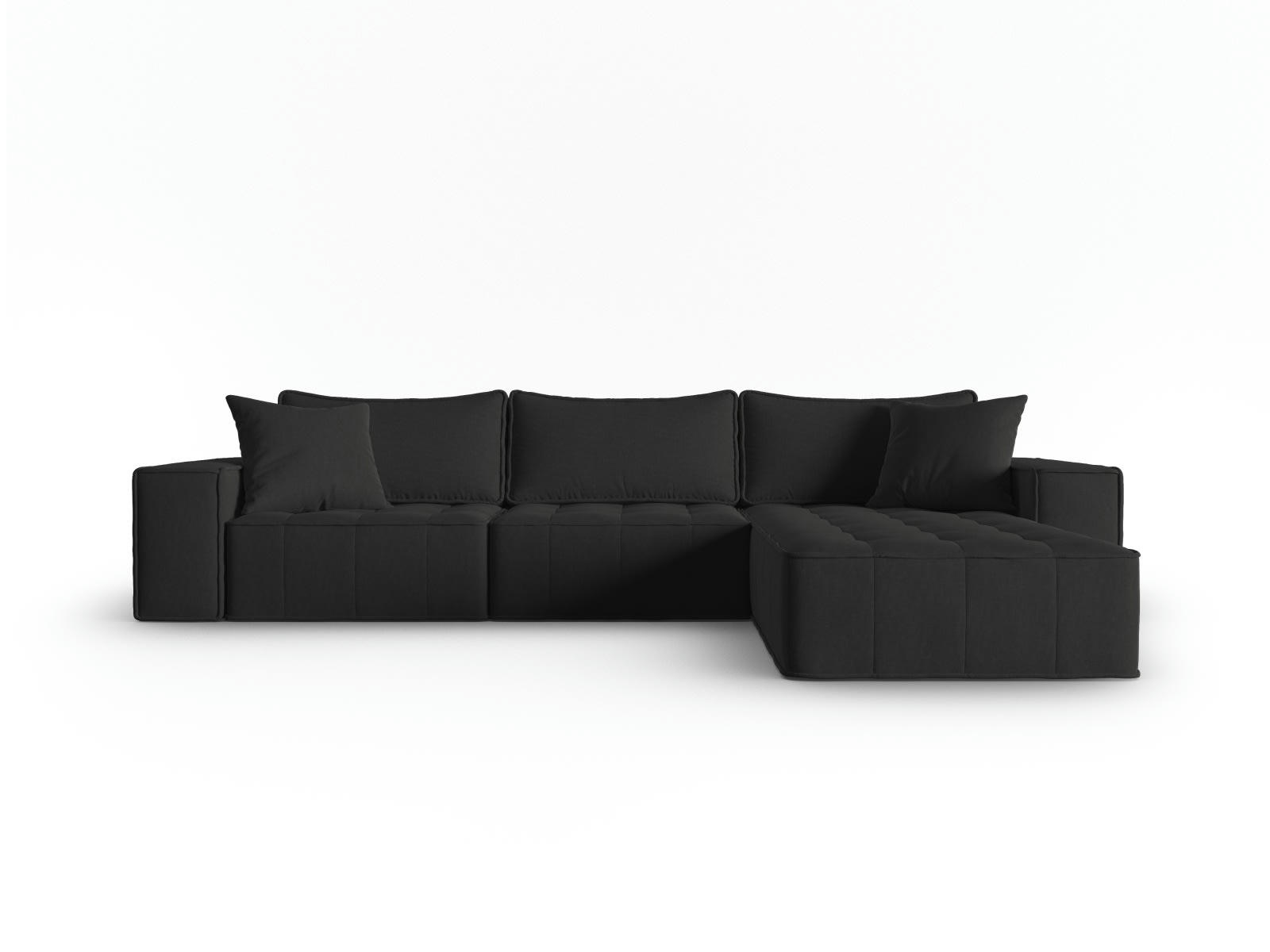 MIKE - Canapé d'angle droit modulable 5 places en tissu structurel noir