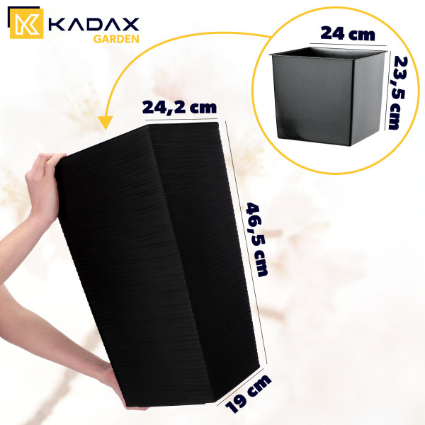 Doniczka z Wkładem Donica Na Kwiaty 47 cm Czarna