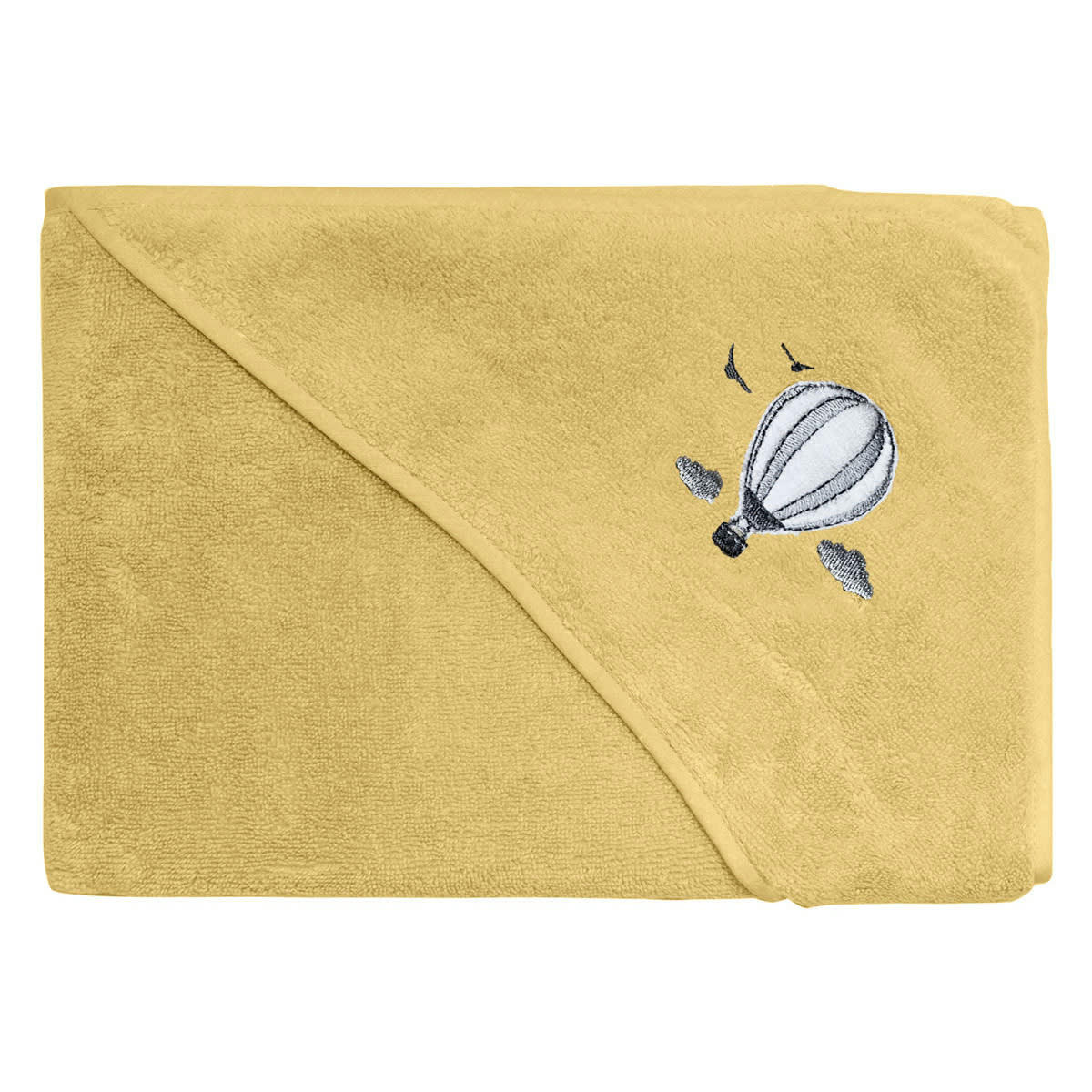 BABY SOFT BALLON - Cape de bain bébé en coton peigné zéro twist  miel 75x75 cm