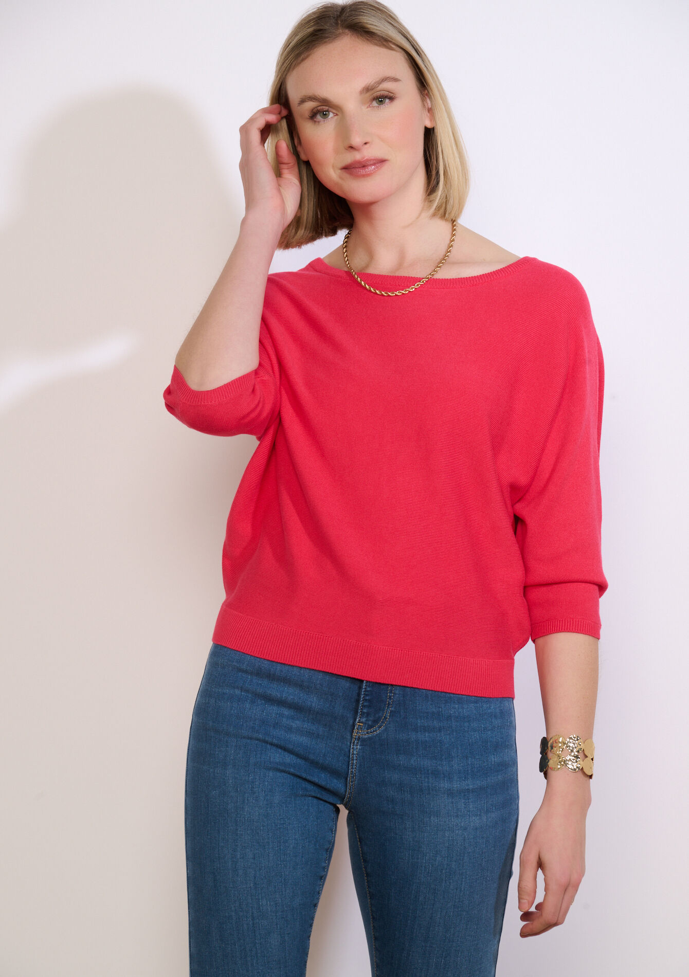 Losse trui met boothals