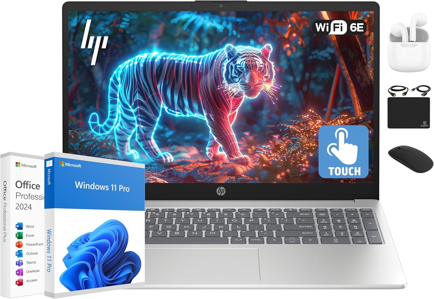 HP Flagship 15.6 HD Touchscreen Laptop Computer, 6-Core Intel i3 Processor, 32GB RAM, 1.5TB Storage (1TB SSD + 500GB Ext), Wi-Fi, Long Battery, HubxcelAccessory, Lifetime Office 2024, Win 11 Pro