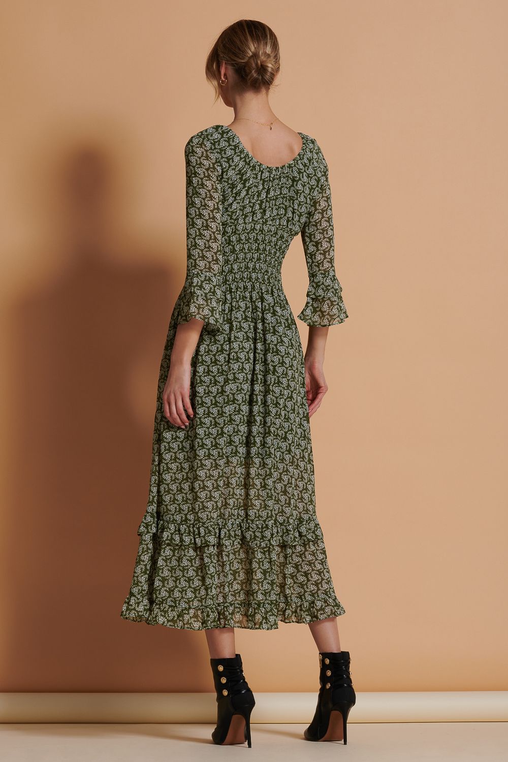 Jolie Moi Qaiya Shirred Chiffon Maxi Dress
