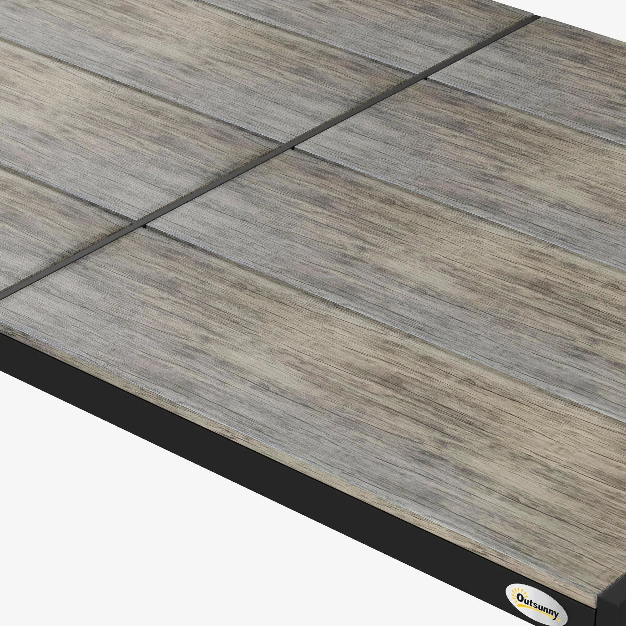 Outdoor Dining Table for 6 People, Aluminum Rectangular Patio Table with Faux Wood Tabletop for Backyard, Lawn, Balcony