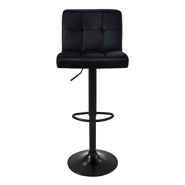 Lot de 4 tabourets de bar rembourrées en velours noir chaise réglable en hauteur