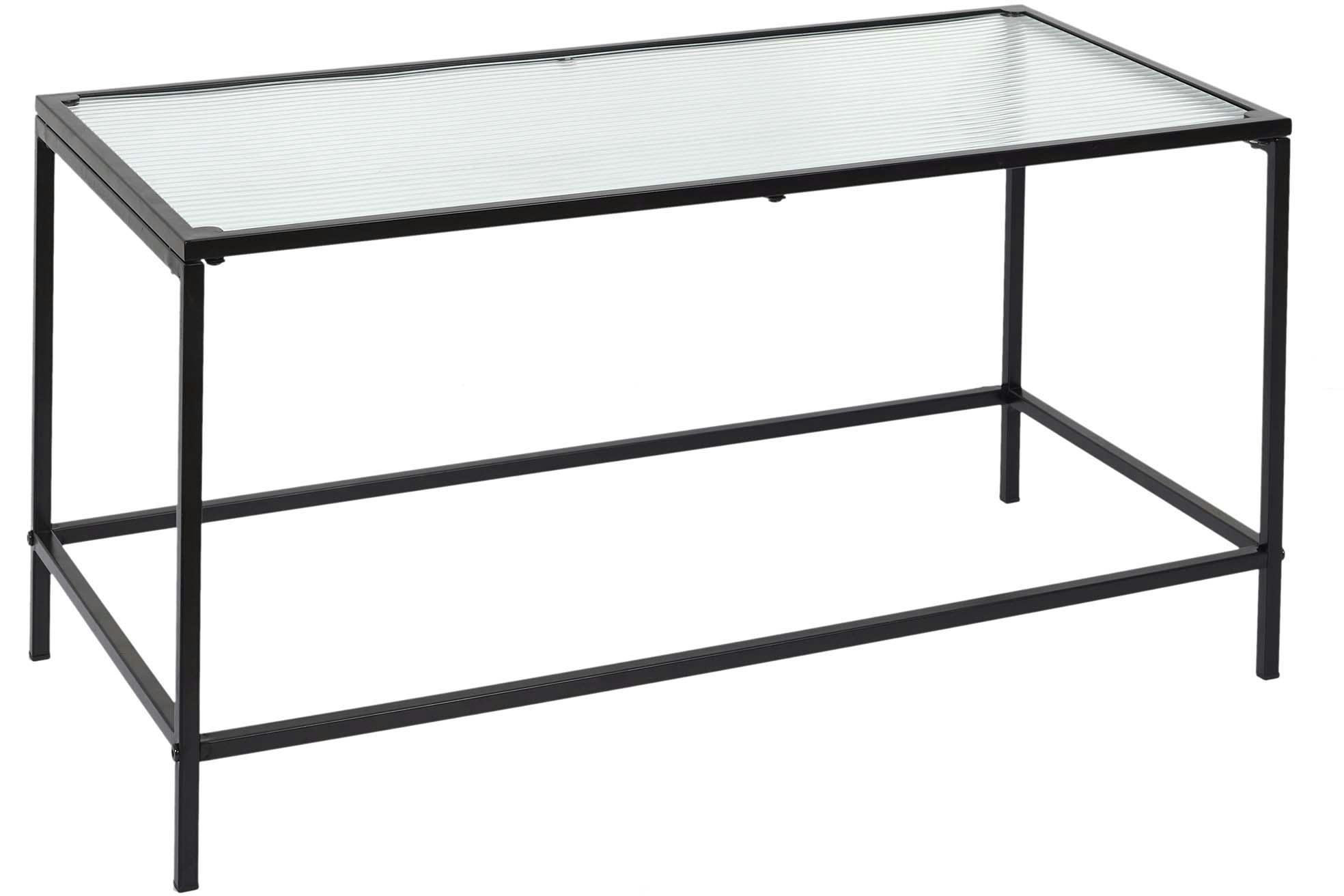 - Table basse plateau en verre texturé rosa