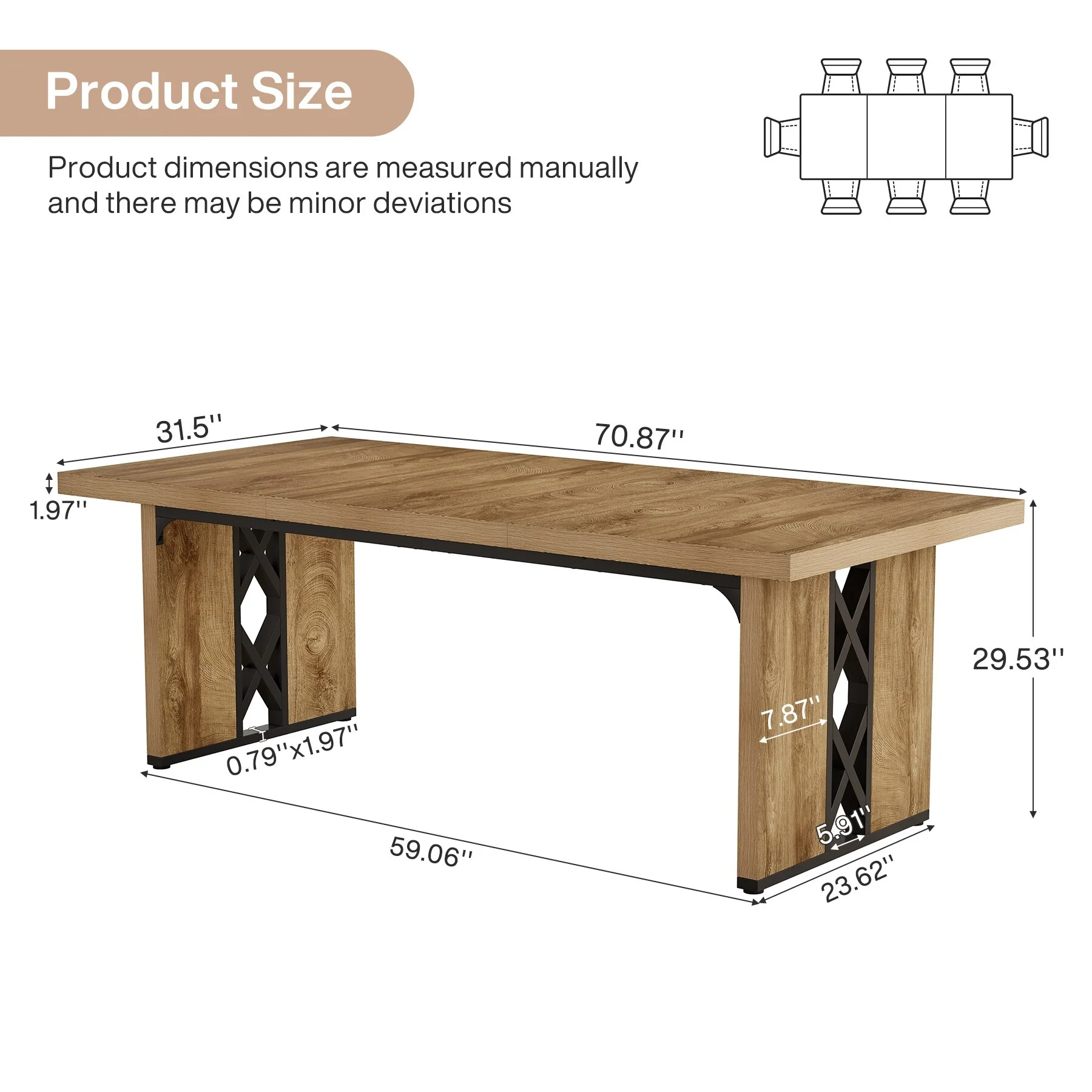 71 Modern Industrial Dining Table for 6-8 People