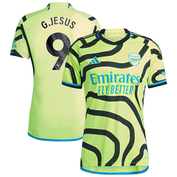 Gabriel Jesus Arsenal adidas 2023/24 Away Replica Player Jersey - Yellow/Green