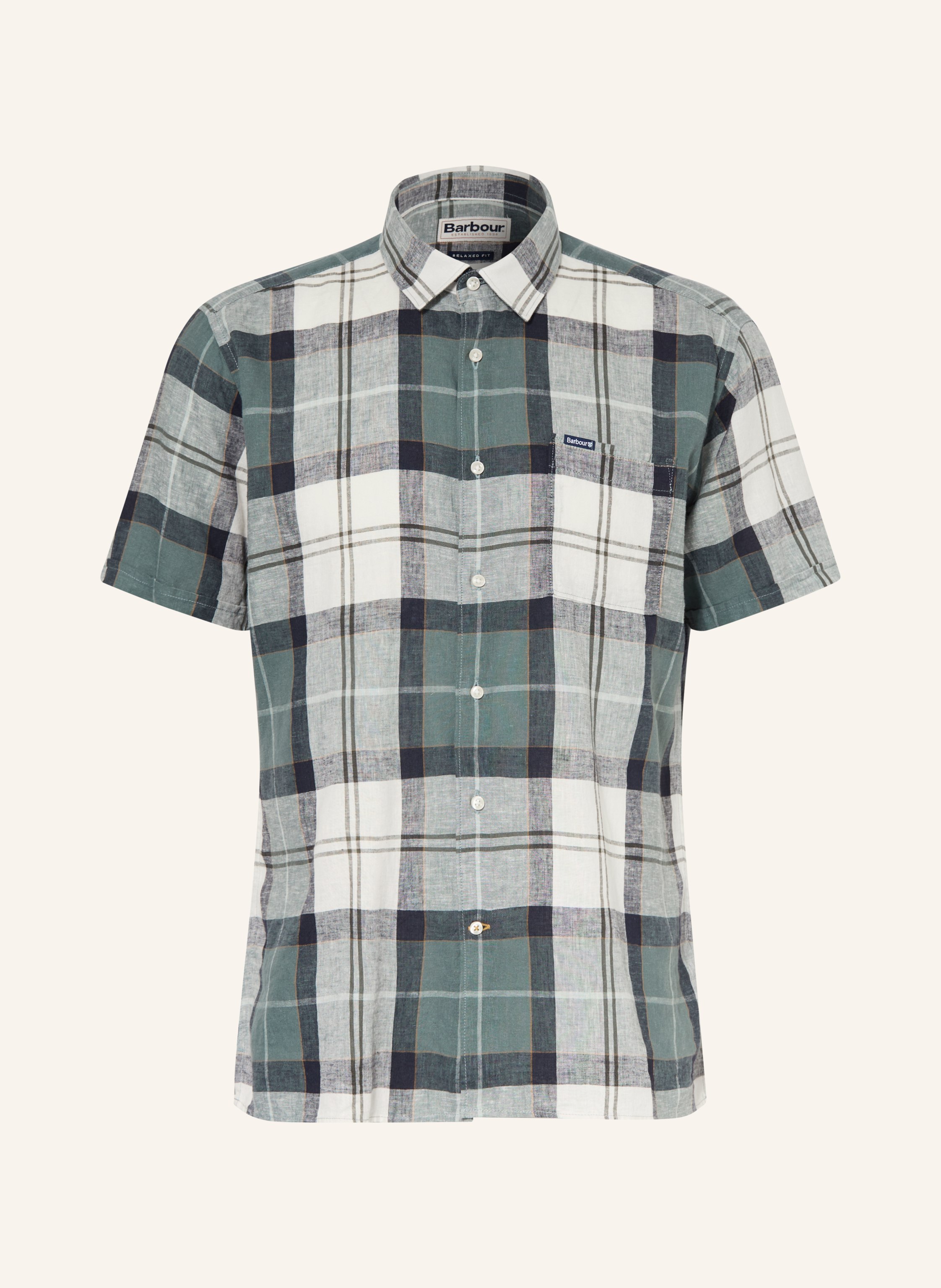 Barbour Kurzarm-Hemd CROFT Relaxed Fit mit Leinen