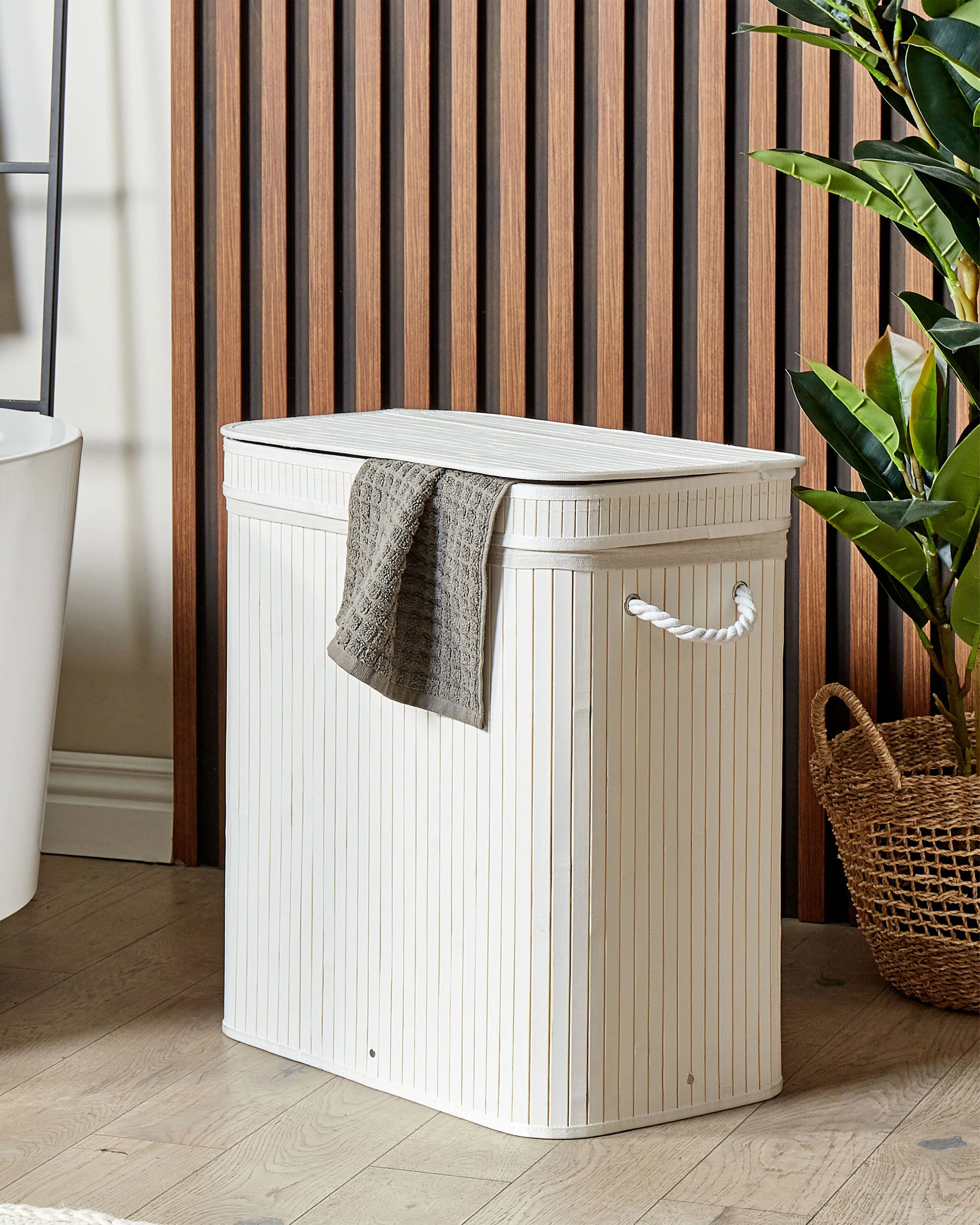 Laundry Basket KALTHOTA Bamboo White 100 L
