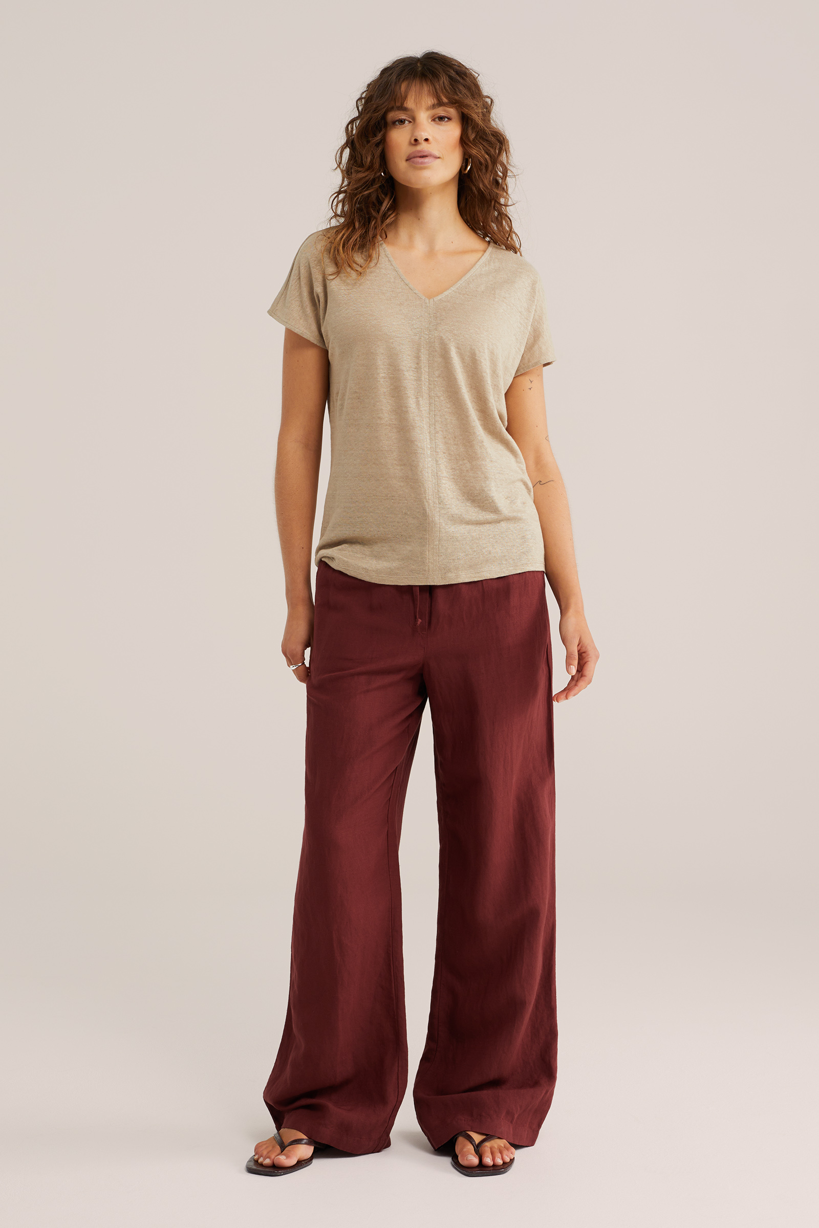 Dames jersey T-shirt van linnen