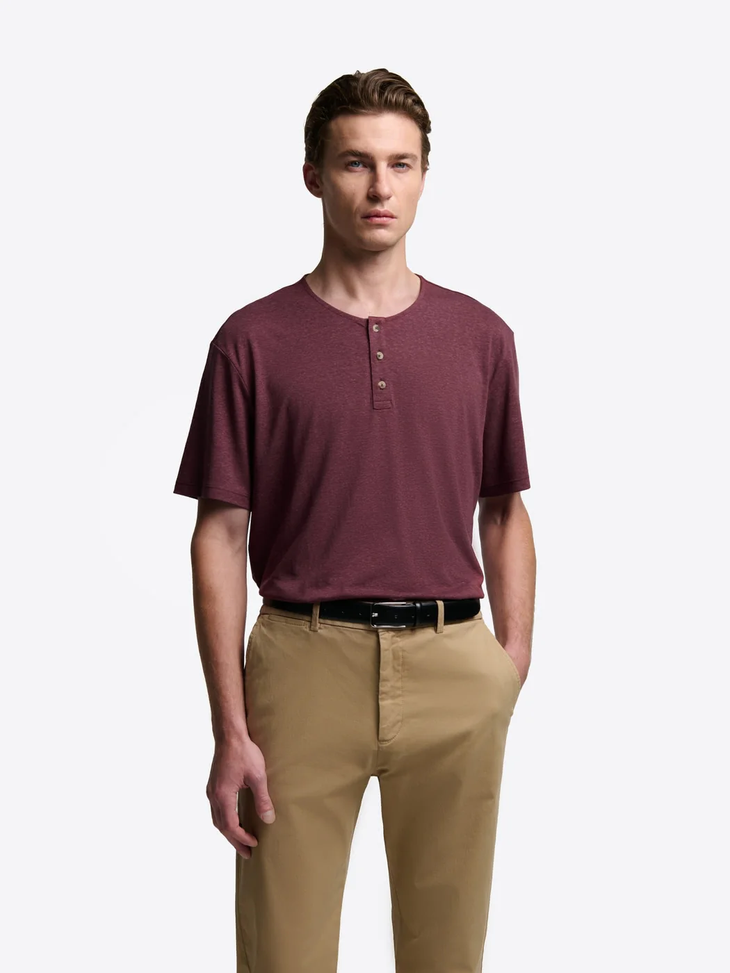 T-shirt col tunisien en lyocell