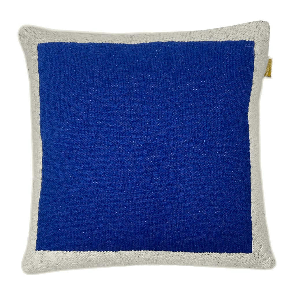 POSTER - Coussin tricoté uni bleu 50x50