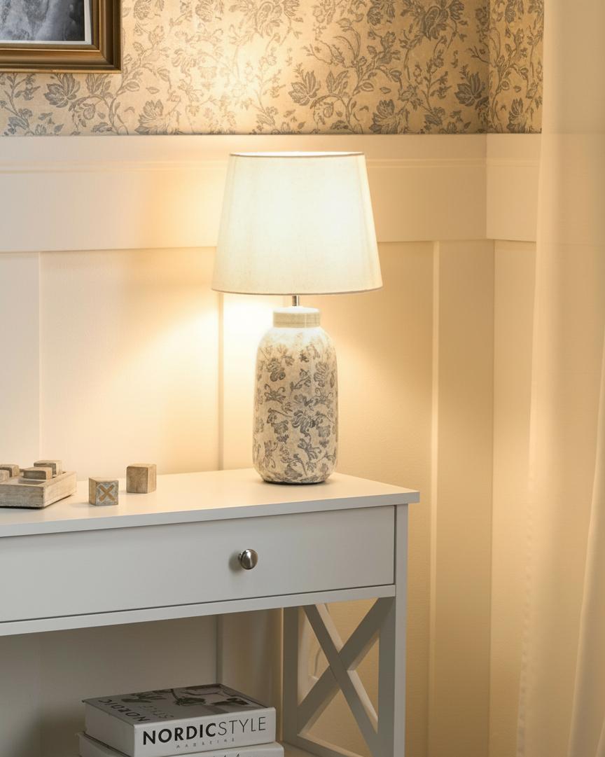Table Lamp LEMPA Ceramic White/ Blue