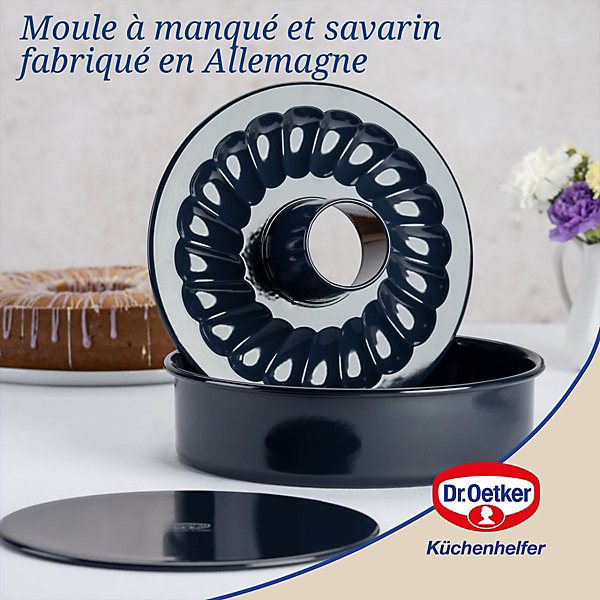 Ensemble de 2 Moules à manqué et savarin double fond 28 cm Dr. Oetker Back Liebe
