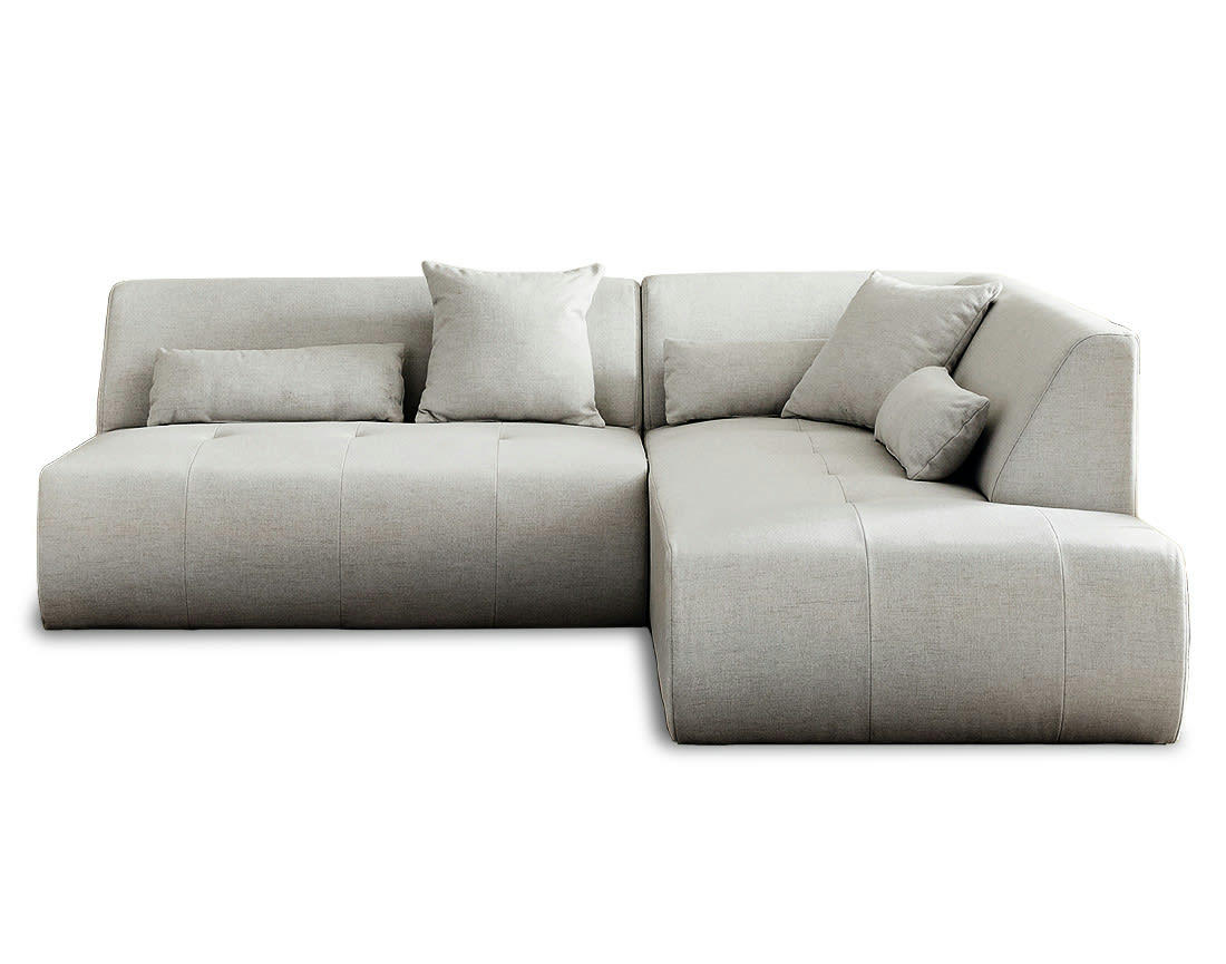 ONYX - Canapé modulable 5 places angle droit en tissu gris clair