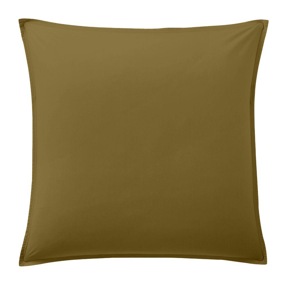 CAMEL - Taie d'oreiller percale de coton marron 65x65 cm