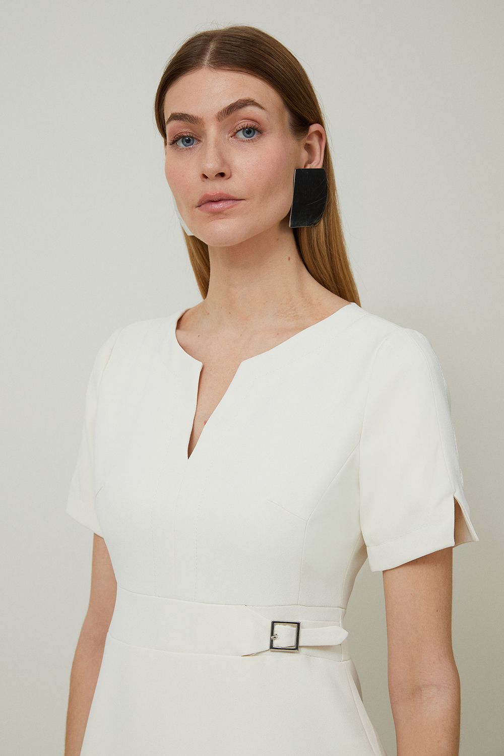 KarenMillen Tall Tailored Military Pleat Short Sleeve Mini Dress