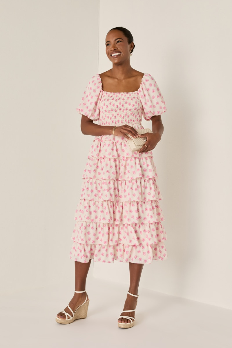 Suzi Tiered Floral Midi Dress