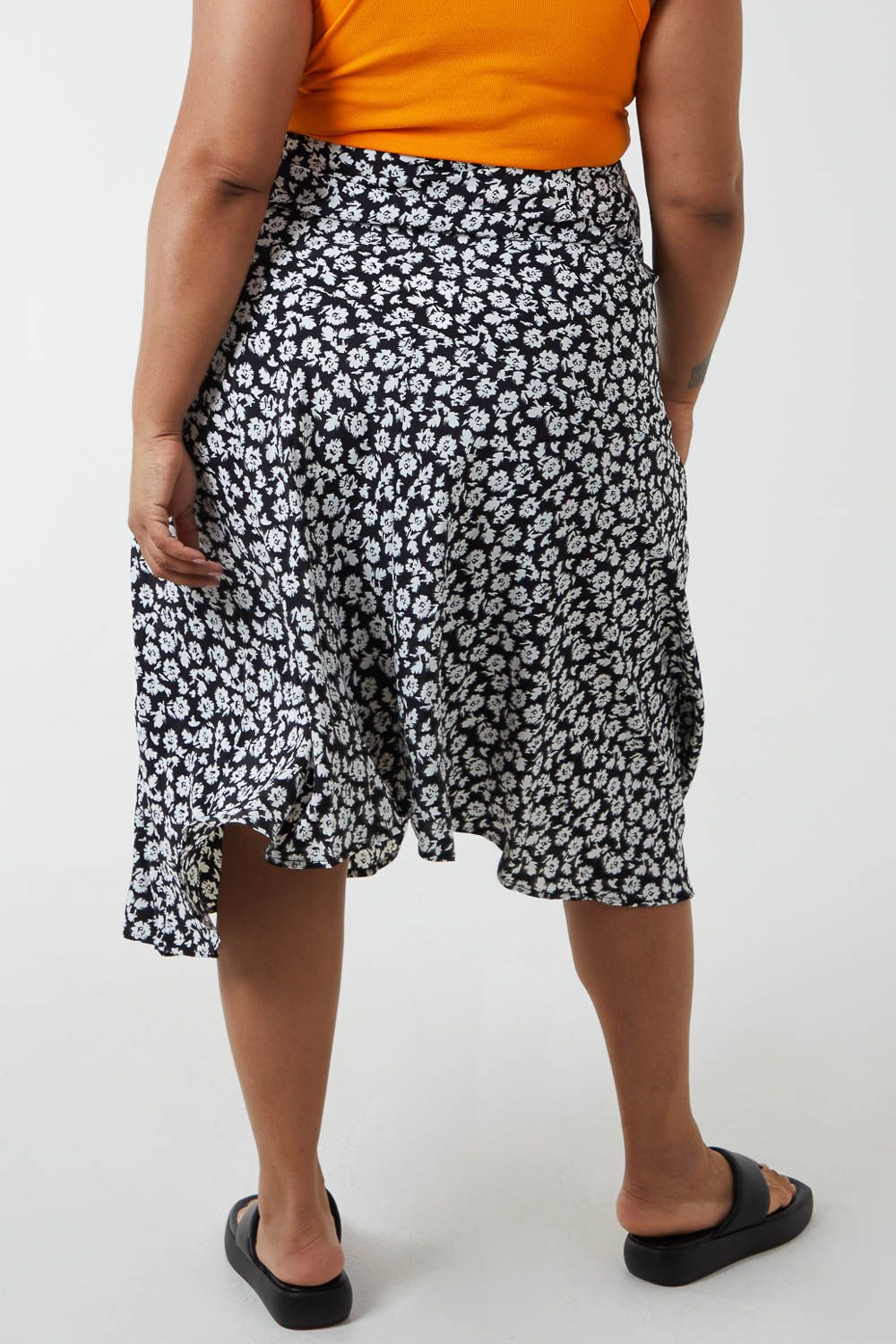 Blue Vanilla Plus Size Asymmetric Seam Midi Skirt