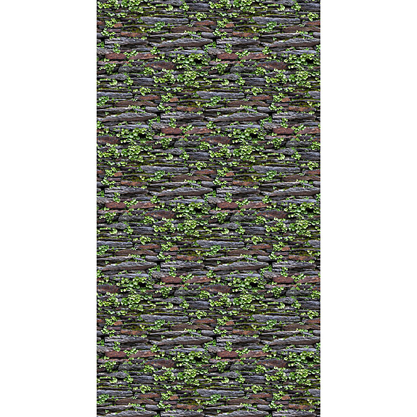 Papier peint panoramique intissé effet mur végétal, vert, gris, 3lés, L.280 x l.150cm IDPanneaux